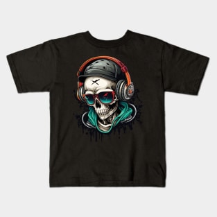 DJ Skullboy with Headphones Kids T-Shirt